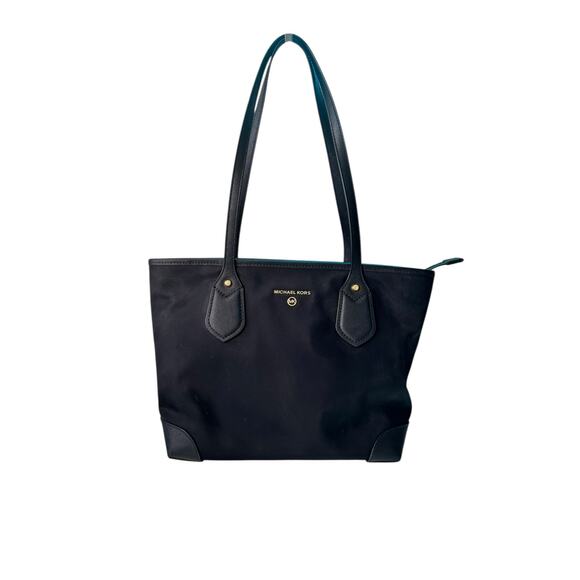 Michael Kors‎ Black Nylon Leather Jet Set Medium Tote EUC - Picture 1 of 11